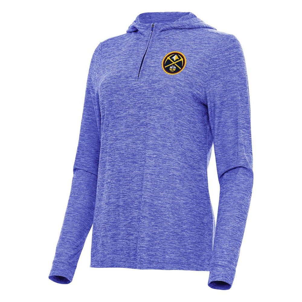 Denver Nuggets Antigua Women's Daybreak Quarter-Zip Hoodie Heather Blue - NBA