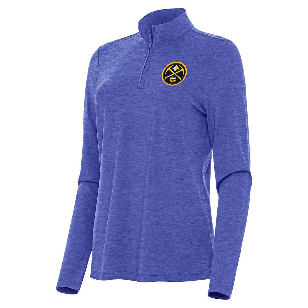 Denver Nuggets Antigua Women's Bright Quarter-Zip Top Heather Royal - NBA