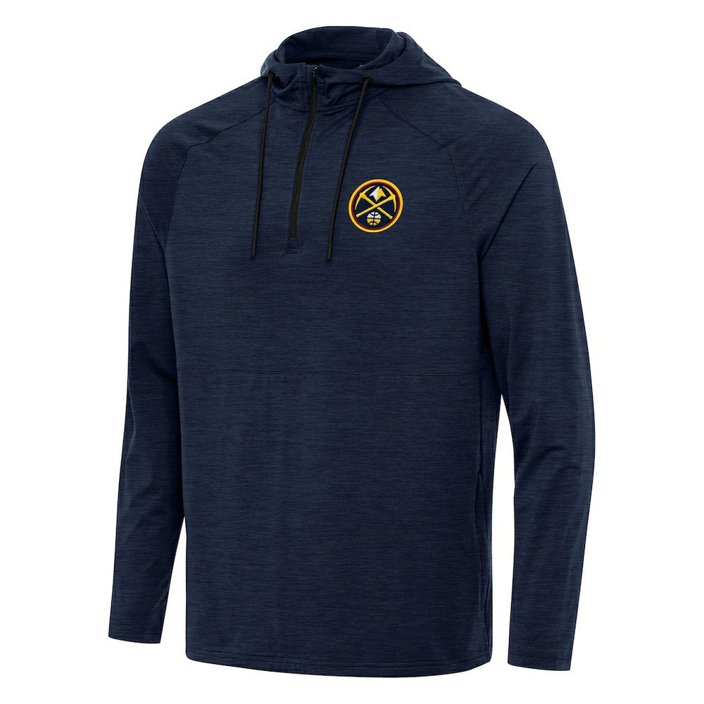 Denver Nuggets Antigua Spikes Raglan Quarter-Zip Hoodie Heather Navy - NBA