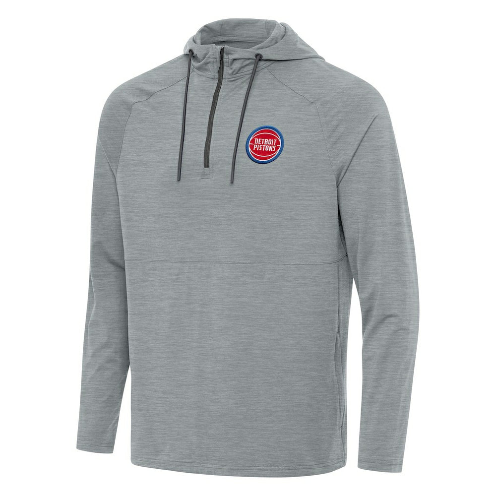 Detroit Pistons Antigua Spikes Raglan Quarter-Zip Hoodie Heather Gray - NBA