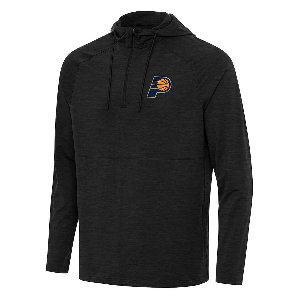 Indiana Pacers Antigua Spikes Raglan Quarter-Zip Hoodie Heather Black - NBA