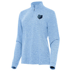 Memphis Grizzlies Antigua Women's Mentor Quarter-Zip Mock Long Sleeve Top Heather Powder Blue - NBA