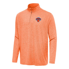 New York Knicks Antigua Hunk Quarter-Zip Top Heather Orange - NBA