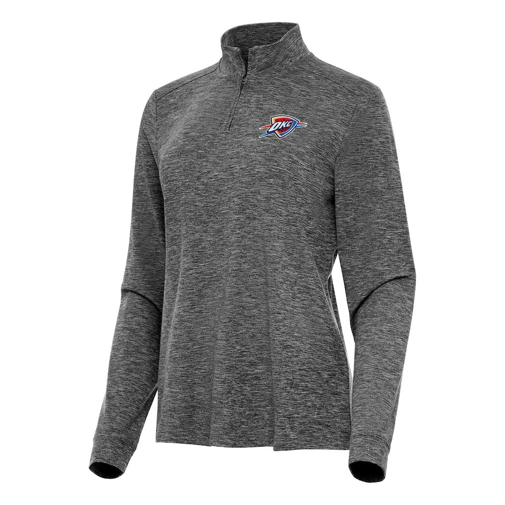 Oklahoma City Thunder Antigua Women's Mentor Quarter-Zip Mock Long Sleeve Top Heather Black - NBA