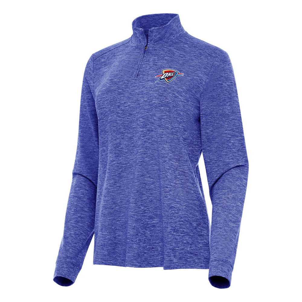 Oklahoma City Thunder Antigua Women's Mentor Quarter-Zip Mock Long Sleeve Top Heather Royal - NBA