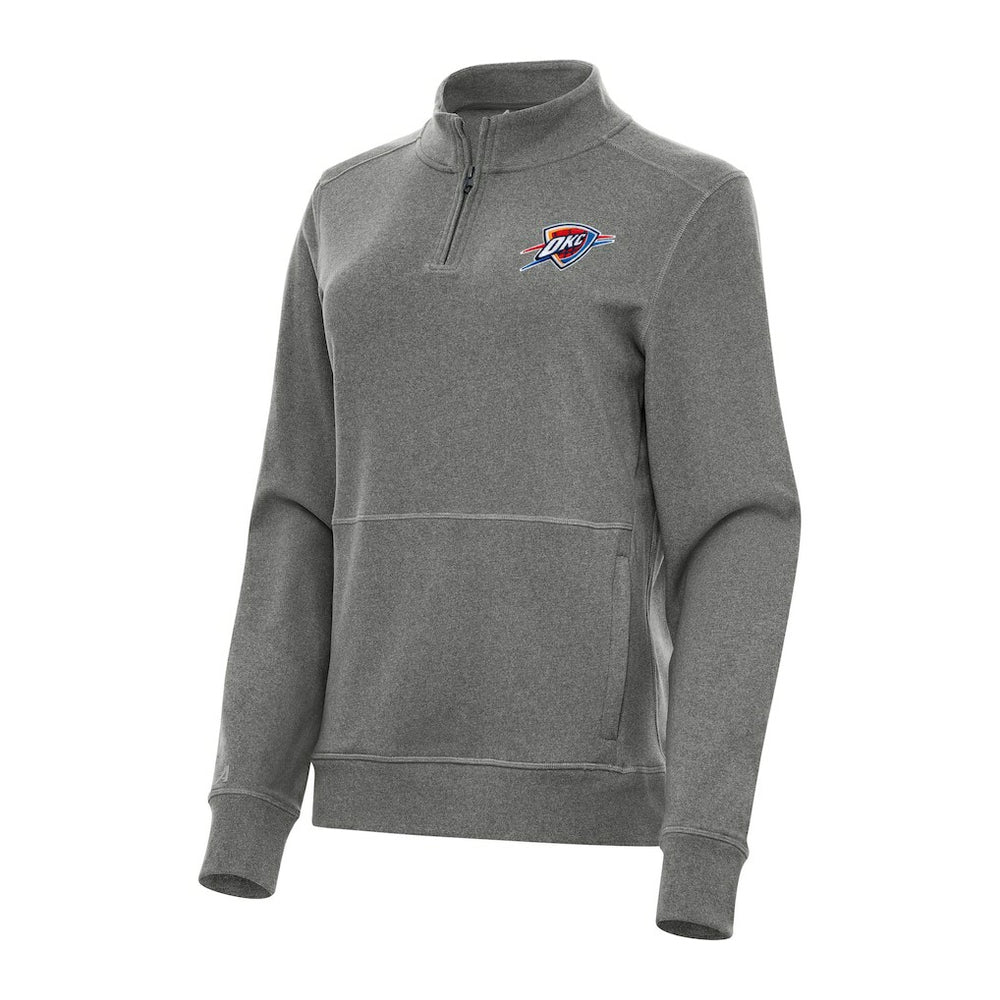 Oklahoma City Thunder Antigua Women's Crush Quarter-Zip Fleece Sweatshirt Heather Black - NBA