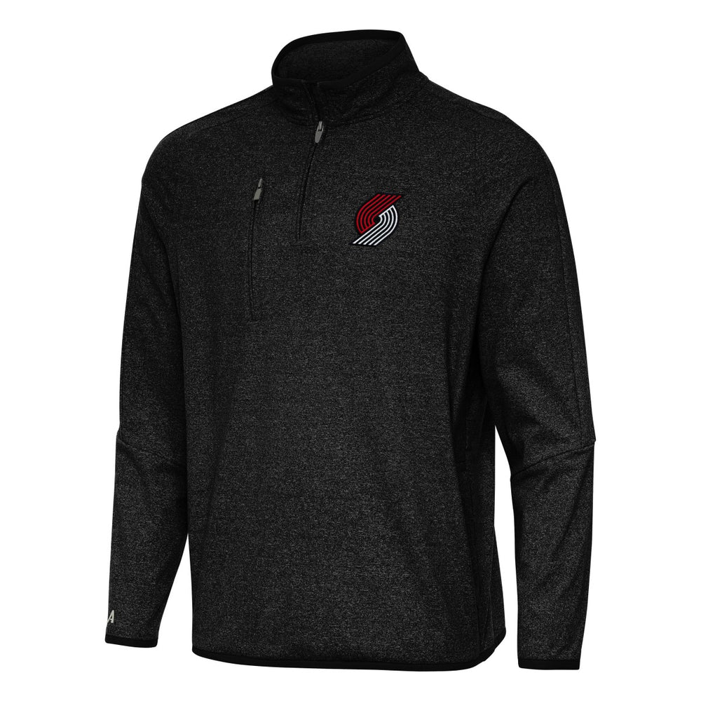 Portland Trail Blazers Antigua Certain Quarter-Zip Tri-Blend Sweatshirt Heather Black - NBA