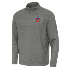 New York Knicks Antigua Subtle Quarter-Zip Sweatshirt Heather Black - NBA