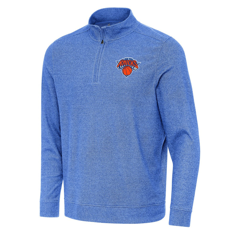 New York Knicks Antigua Subtle Quarter-Zip Sweatshirt Heather Royal - NBA