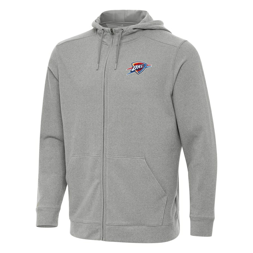 Oklahoma City Thunder Antigua Effortless Full-Zip Hoodie Jacket Heather Gray - NBA