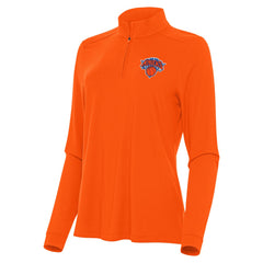 New York Knicks Antigua Women's Intent Quarter-Zip Top Orange - NBA