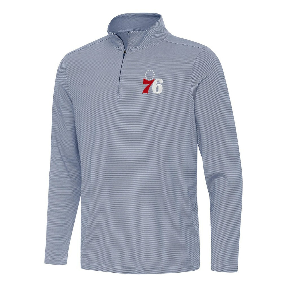 Philadelphia 76ers Antigua Twine Quarter-Zip Top Navy - NBA