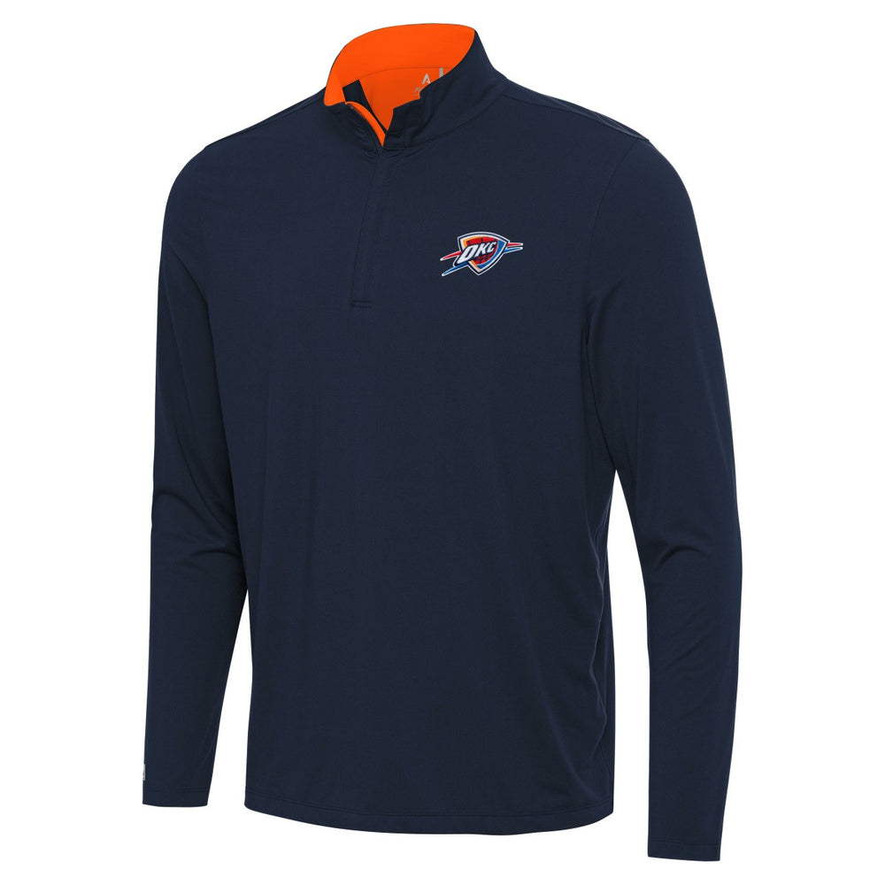 Oklahoma City Thunder Antigua Content Quarter-Zip Top Navy/Orange - NBA