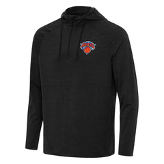 New York Knicks Antigua Spikes Raglan Quarter-Zip Hoodie Heather Black - NBA
