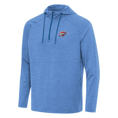 Oklahoma City Thunder Antigua Spikes Raglan Quarter-Zip Hoodie Heather Powder Blue - NBA