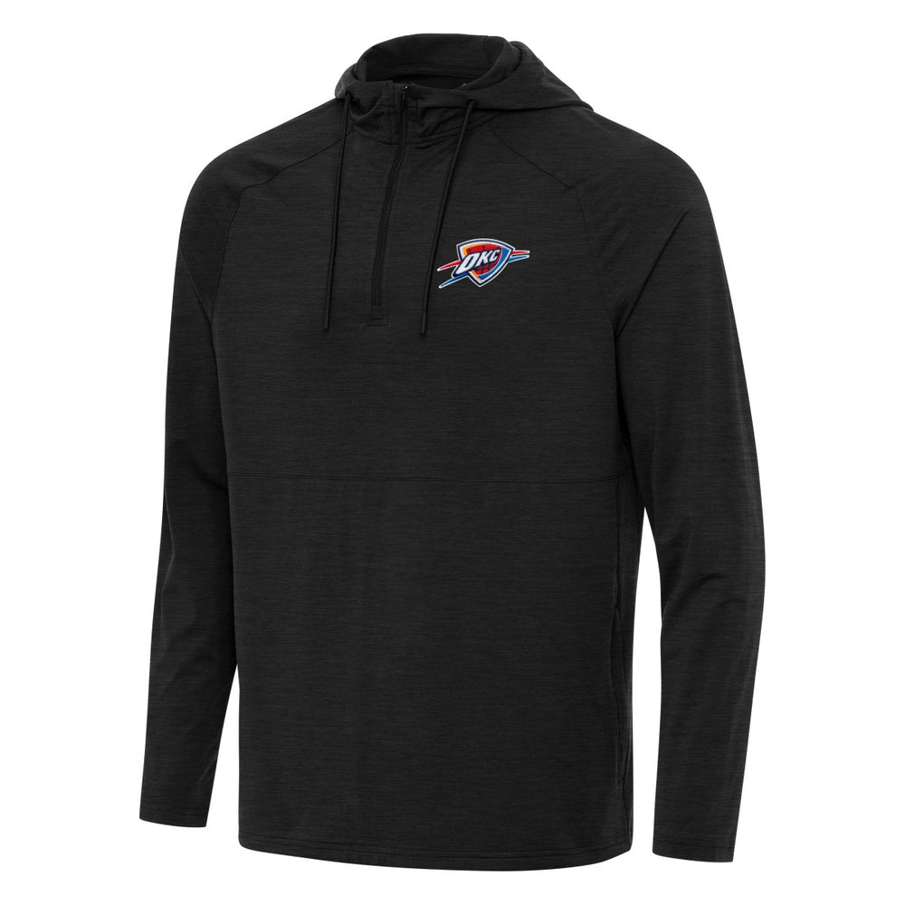 Oklahoma City Thunder Antigua Spikes Raglan Quarter-Zip Hoodie Heather Black - NBA