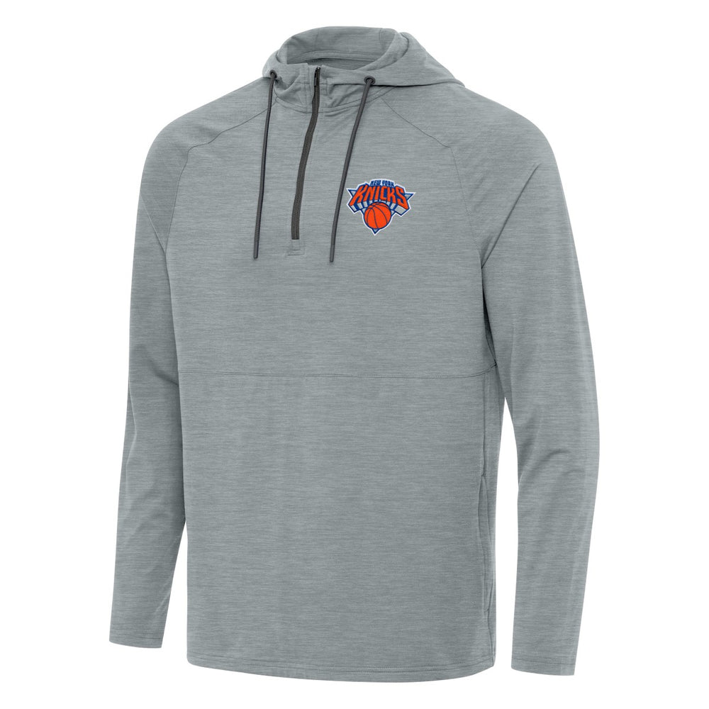 New York Knicks Antigua Spikes Raglan Quarter-Zip Hoodie Heather Gray - NBA