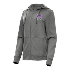Sacramento Kings Antigua Women's Seeker Full-Zip Hoodie Jacket Heather Charcoal - NBA