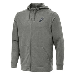 San Antonio Spurs Antigua Effortless Full-Zip Hoodie Jacket Heather Charcoal - NBA