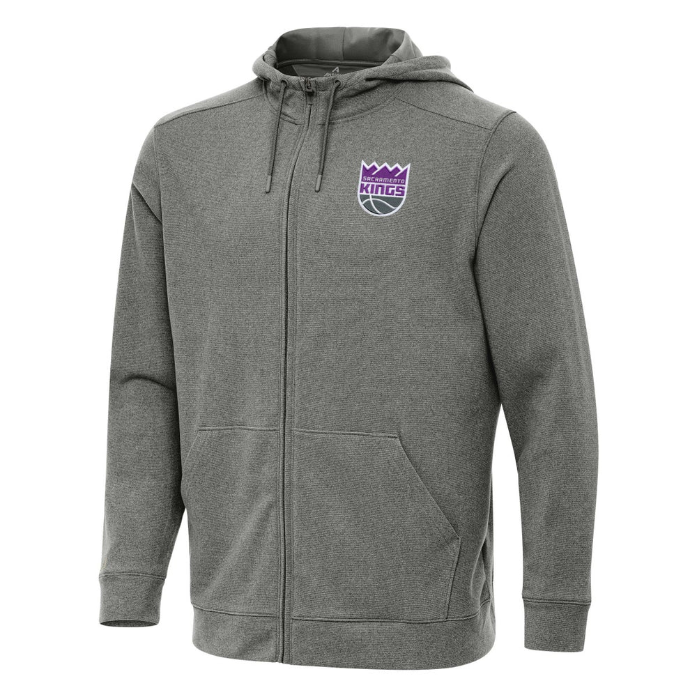 Sacramento Kings Antigua Effortless Full-Zip Hoodie Jacket Heather Charcoal - NBA