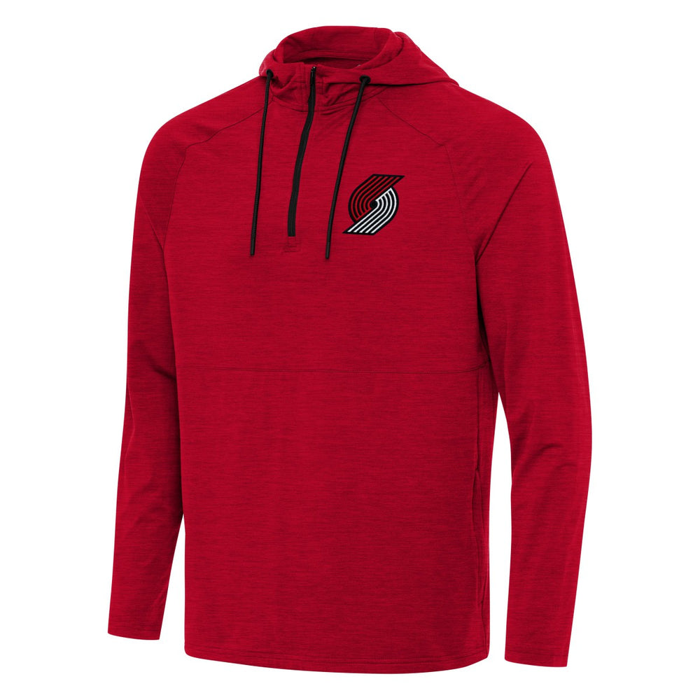 Portland Trail Blazers Antigua Spikes Raglan Quarter-Zip Hoodie Heather Red - NBA
