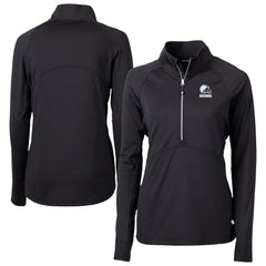 Cleveland Browns Cutter & Buck Women's Adapt Eco Knit Stretch Recycled Half-Zip Pullover Top Black | NFL