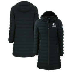 Cleveland Browns Cutter & Buck Women's Mission Ridge Repreve Eco Insulated Full-Zip Hoodie Long Puffer Jacket Black | NFL