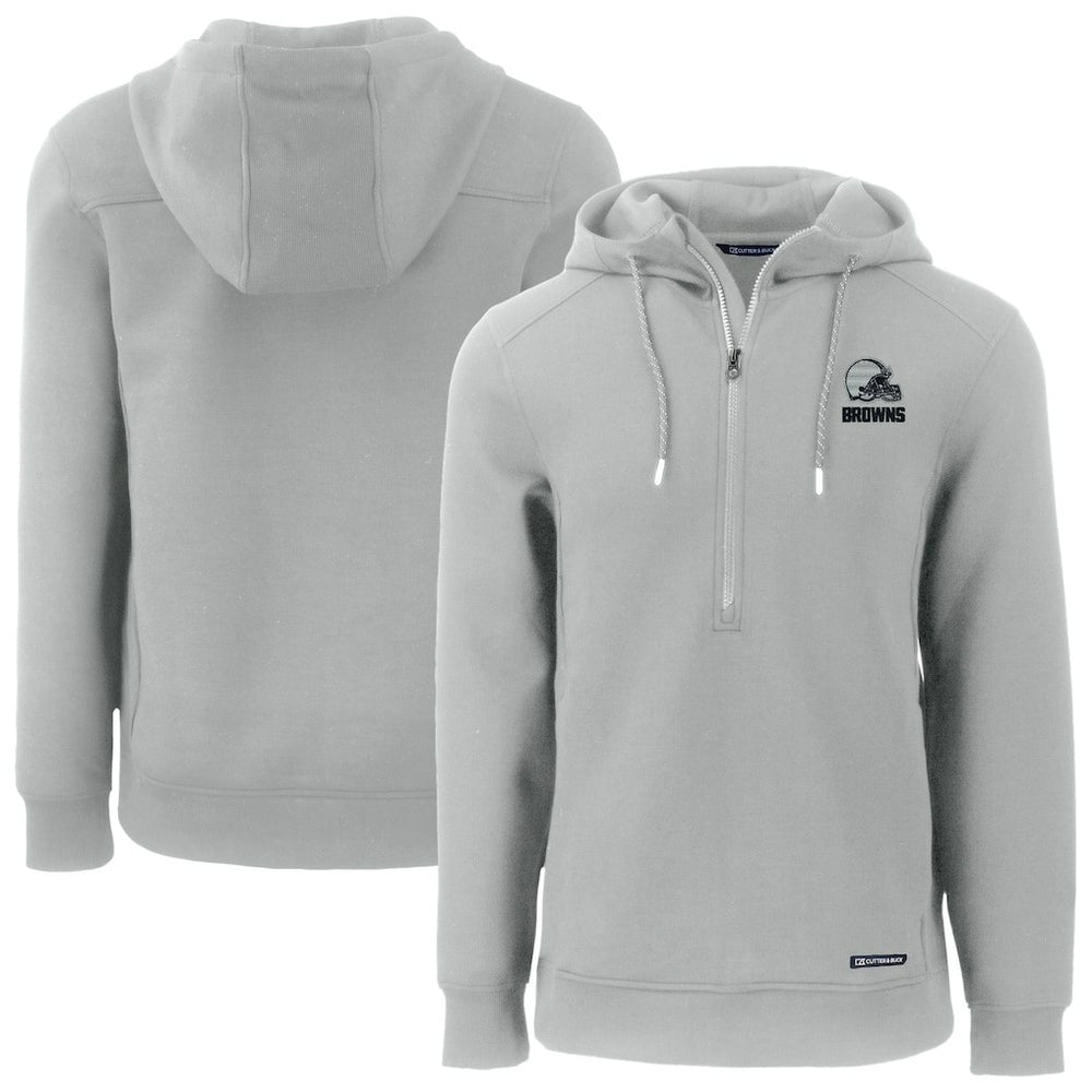 Cleveland Browns Cutter & Buck Roam Eco Recycled Half-Zip Pullover Hoodie Gray | NFL
