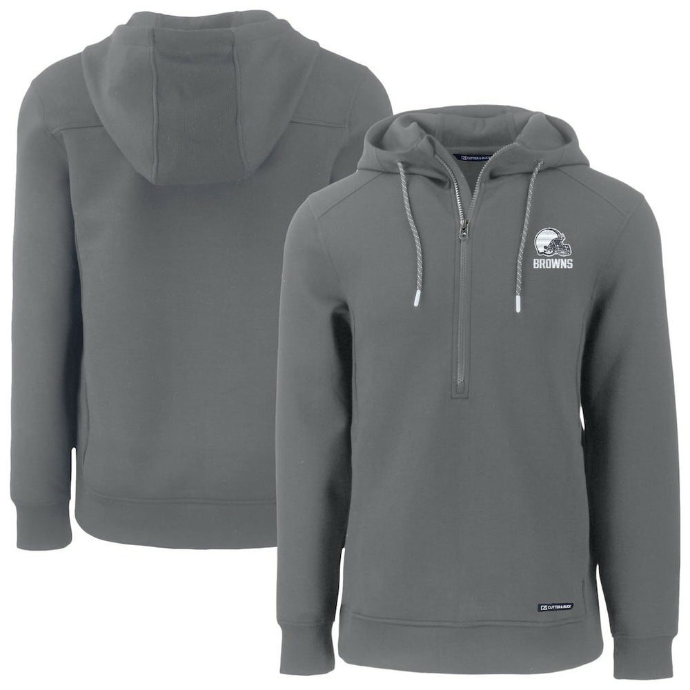Cleveland Browns Cutter & Buck Roam Eco Recycled Half-Zip Pullover Hoodie Gray | NFL