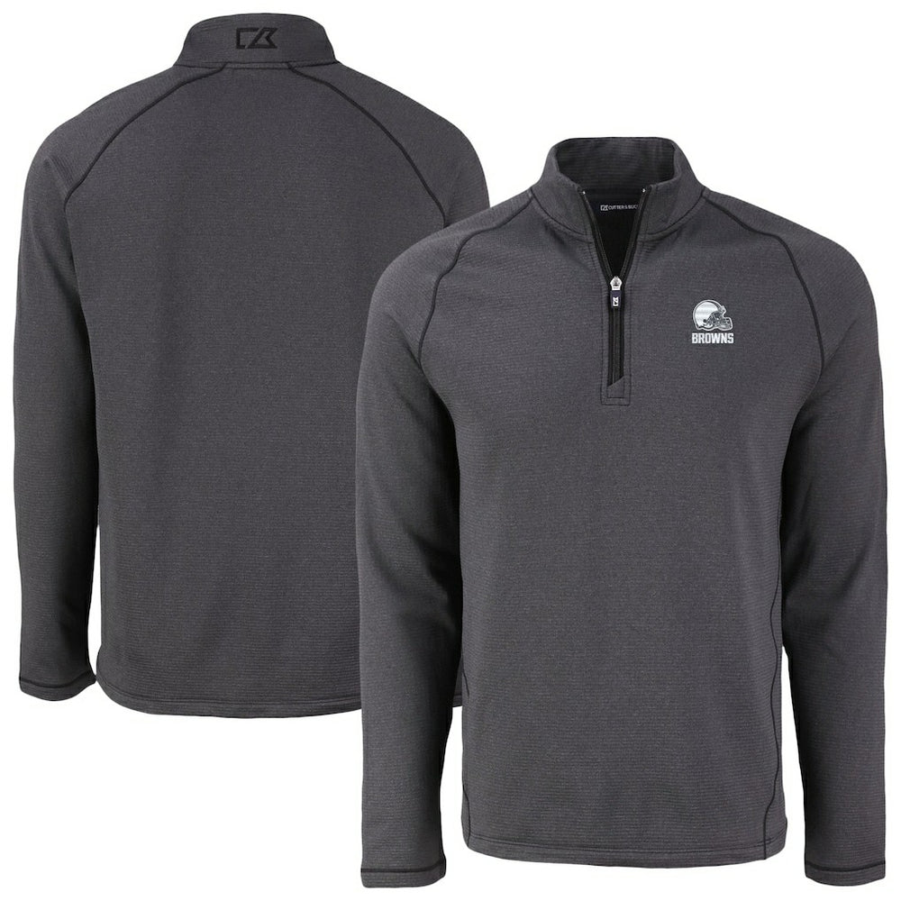 Cleveland Browns Cutter & Buck Peshastin Eco Fleece Recycled Half-Zip Pullover Heather Black | NFL