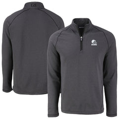Cleveland Browns Cutter & Buck Peshastin Eco Fleece Recycled Half-Zip Pullover Heather Black | NFL