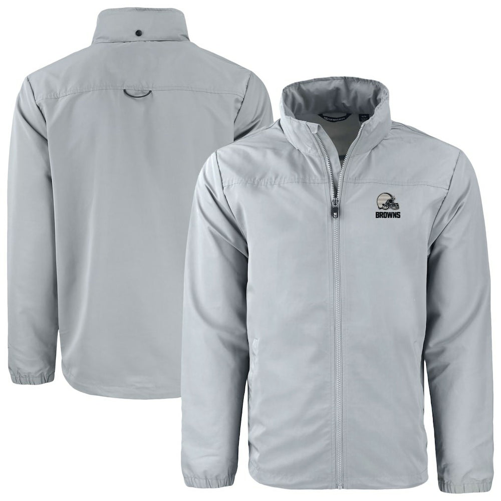 Cleveland Browns Cutter & Buck Charter Eco Recycled Full-Zip Hoodie Jacket Gray | NFL