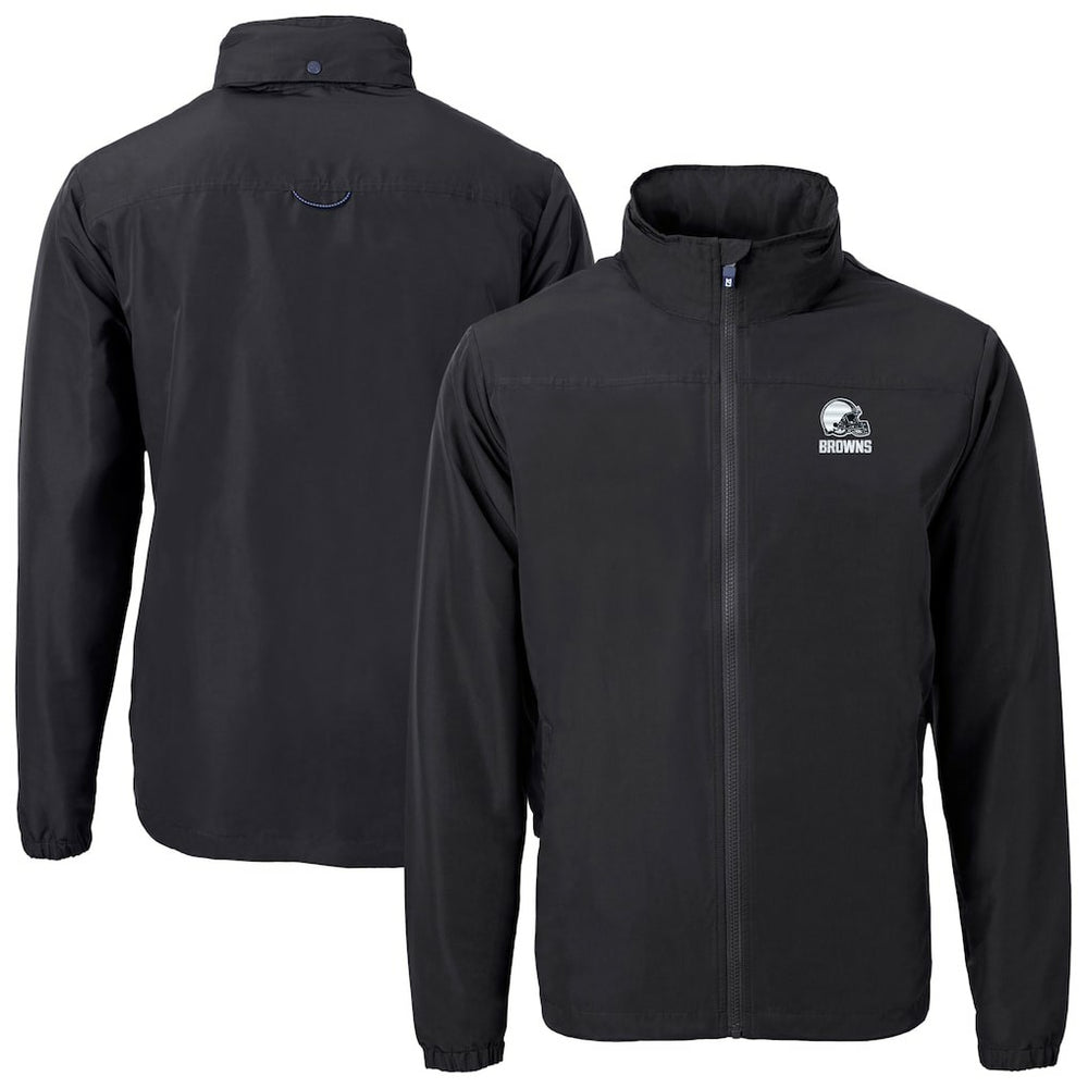 Cleveland Browns Cutter & Buck Charter Eco Recycled Full-Zip Hoodie Jacket Black | NFL