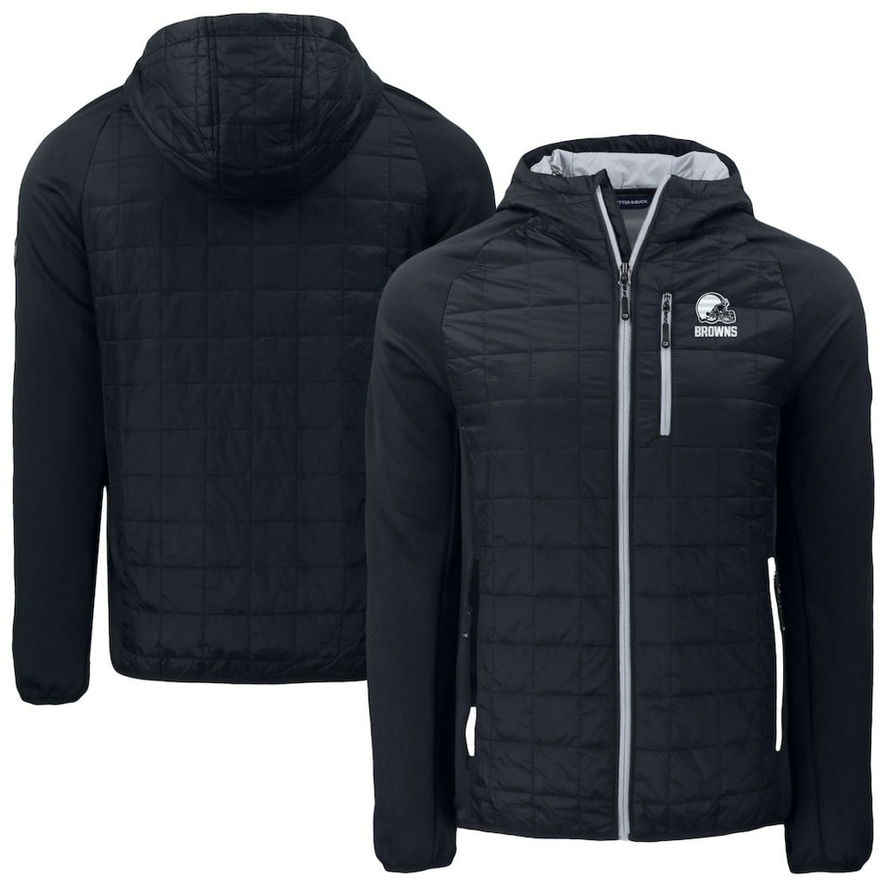 Cleveland Browns Cutter & Buck Rainier Primaloft Eco Full-Zip Hoodie Hybrid Jacket Black | NFL