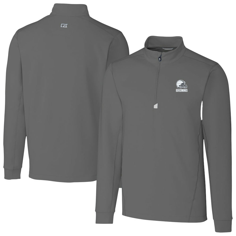 Cleveland Browns Cutter & Buck Big & Tall Traverse Stretch Eco Quarter-Zip Pullover Top Gray | NFL