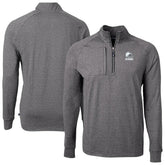 Cleveland Browns Cutter & Buck Big & Tall Adapt Eco Knit Quarter-Zip Top Heather Black | NFL