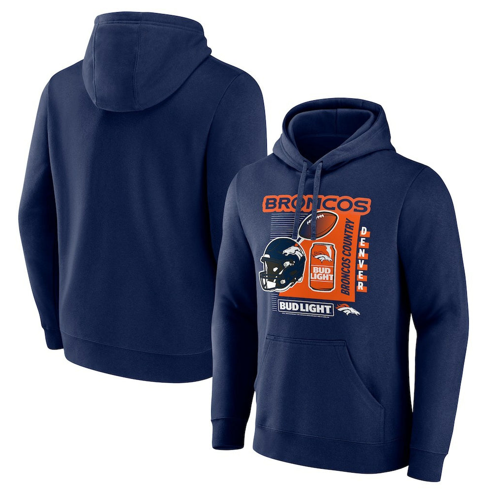 Denver Broncos Bud Light Pullover Hoodie Navy | NFL