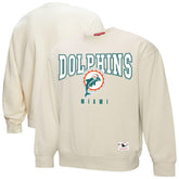 Miami Dolphins Women's Fandom Fleece Pullover Sweatshirt Cream | Mitchell & Ness