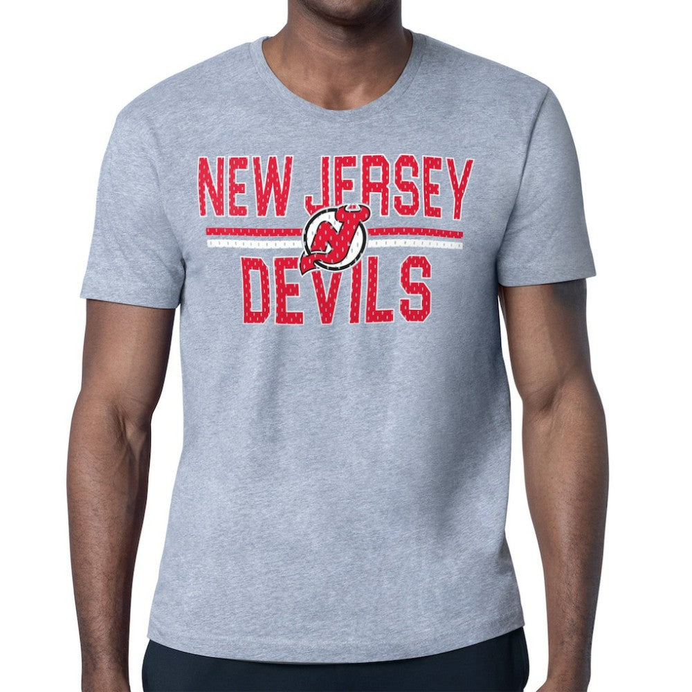 New Jersey Devils Starter Mesh Look Team Name T-Shirt - Heather Gray - NHL