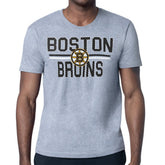 Boston Bruins Starter Mesh Look Team Name T-Shirt - Heather Gray - NHL