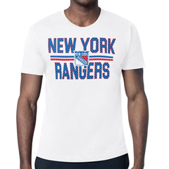 New York Rangers Starter Mesh Look Team Name T-Shirt - White - NHL