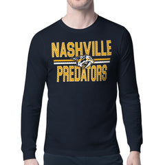 Nashville Predators Starter Mesh Look Team Name Long Sleeve T-Shirt - Navy - NHL