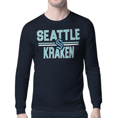 Seattle Kraken Starter Mesh Look Team Name Long Sleeve T-Shirt - Deep Sea Blue - NHL