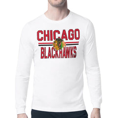 Chicago Blackhawks Starter Mesh Look Team Name Long Sleeve T-Shirt - White - NHL