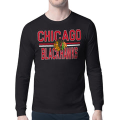 Chicago Blackhawks Starter Mesh Look Team Name Long Sleeve T-Shirt - Black - NHL