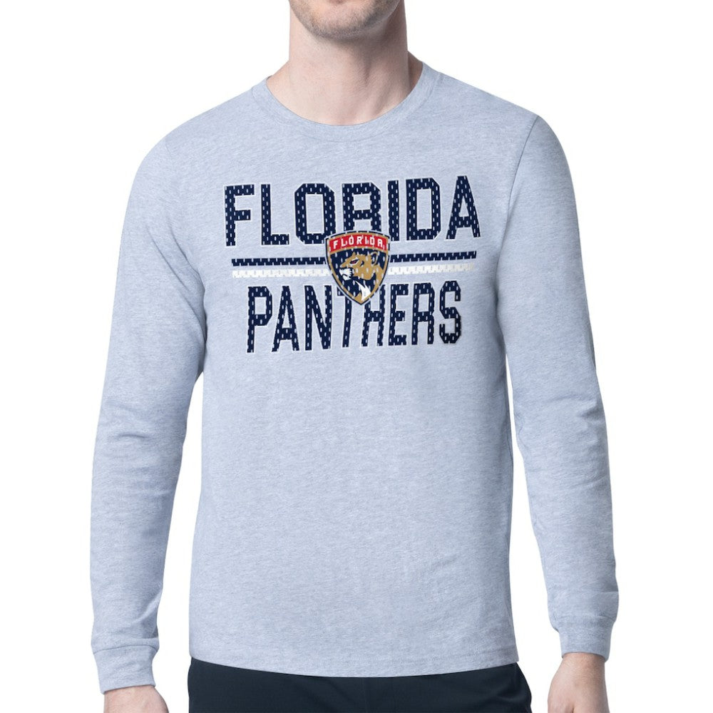 Florida Panthers Starter Mesh Look Team Name Logo Long Sleeve T-Shirt - Heather Gray - NHL