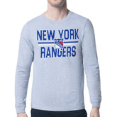 New York Rangers Starter Mesh Look Team Name Logo Long Sleeve T-Shirt - Heather Gray - NHL