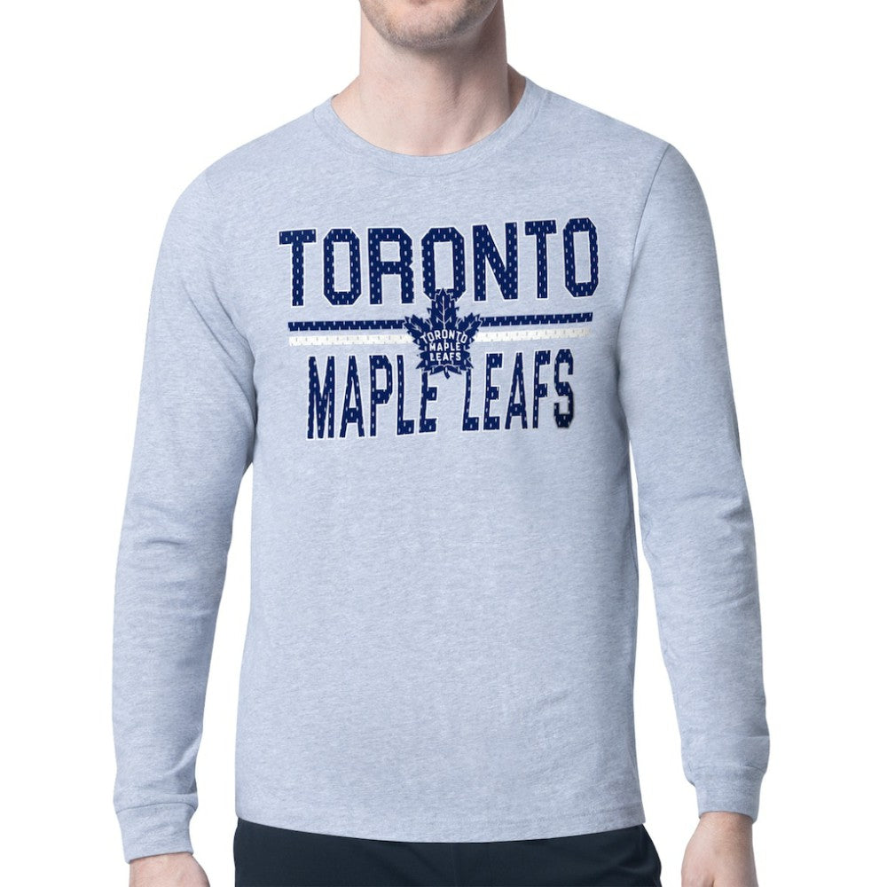 Toronto Maple Leafs Starter Mesh Look Team Name Logo Long Sleeve T-Shirt - Heather Gray - NHL