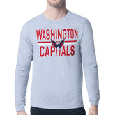 Washington Capitals Starter Mesh Look Team Name Logo Long Sleeve T-Shirt - Heather Gray - NHL