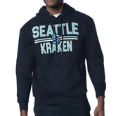 Seattle Kraken Starter Mesh Look Team Name Logo Tri-Blend Pullover Hoodie - Deep Sea Blue - NHL